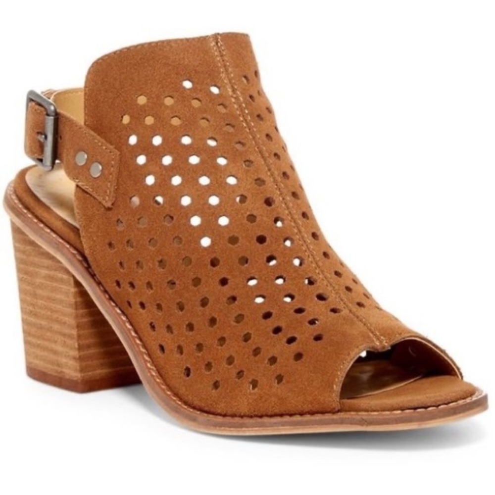 Brown Open Toe Sandal with Chunky Heel